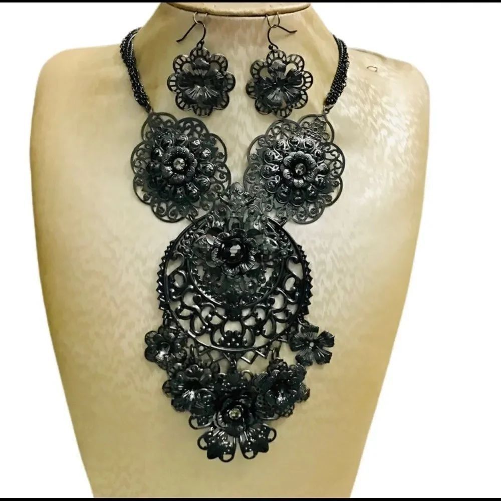 Pewter Necklace and Earrings Set